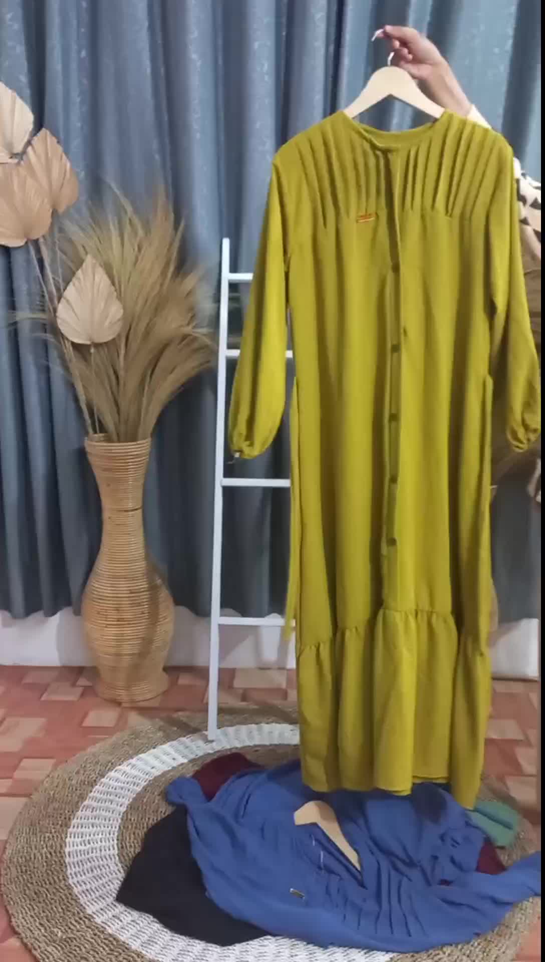 Gamis Cubit rampel crinkle Airflow Gamis full kancing