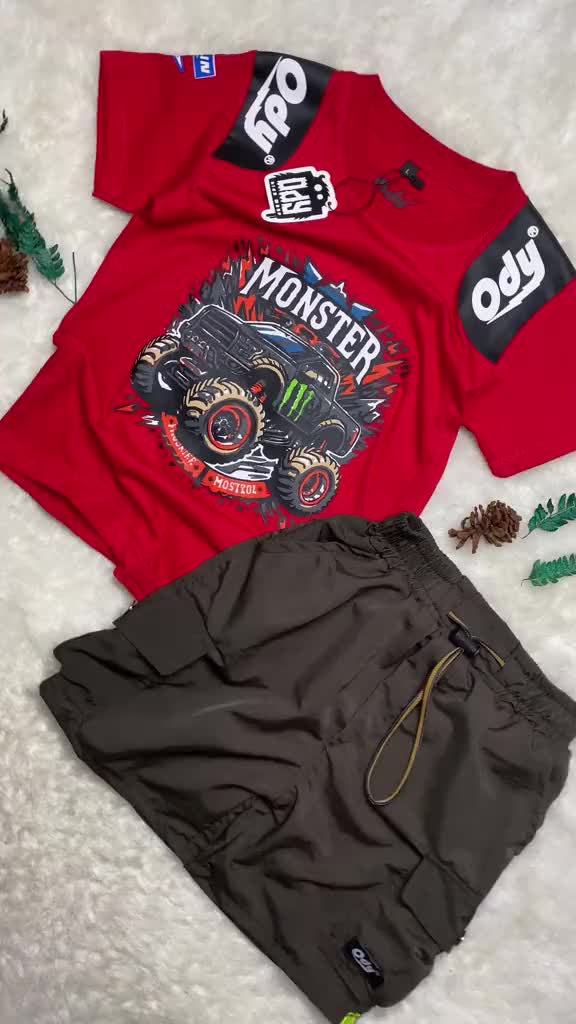 Setelan Anak Laki-Laki Baju Racing Distro dan Celana Cargo Pendek Kekinian - Fashion Pakaian