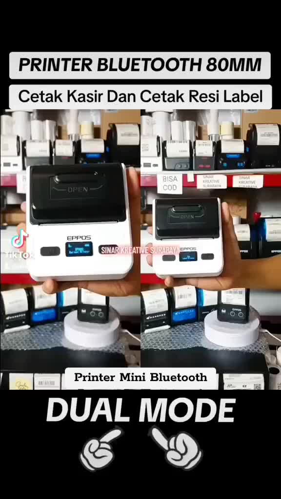 PRINTER BLUETOOTH THERMAL 80MM MP-8008 CETAK RESI LABEL STICKER DAN STRUK KASIR PPOB Cetak Stiker Free Adaptor