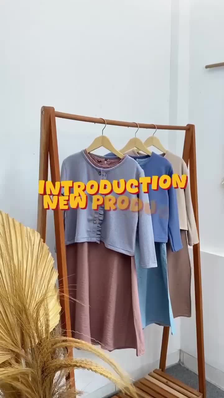 Setelan Midi Dress Outer Anak Perempuan Jisoo ( inner & cardigan ) 1-8 tahun Baju Muslim Tanpa Jilbab