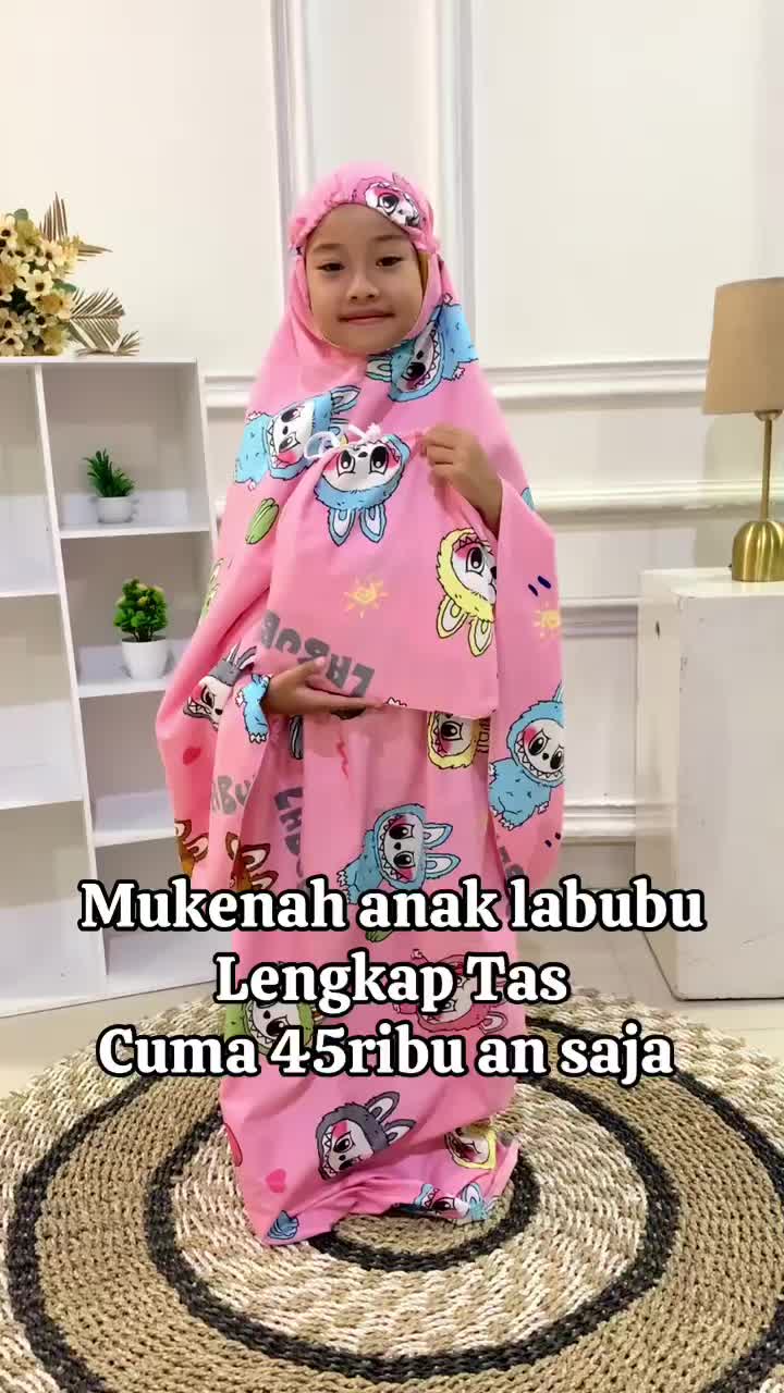 MUKENAH ANAK LABUBU LENGKAP TAS UMUR  6-11 TAHUN