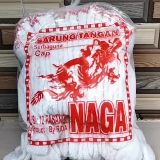 Sarung Tangan Kerja Warna Putih Isi 12 Pasang Bahan Kain Rajut Tebal