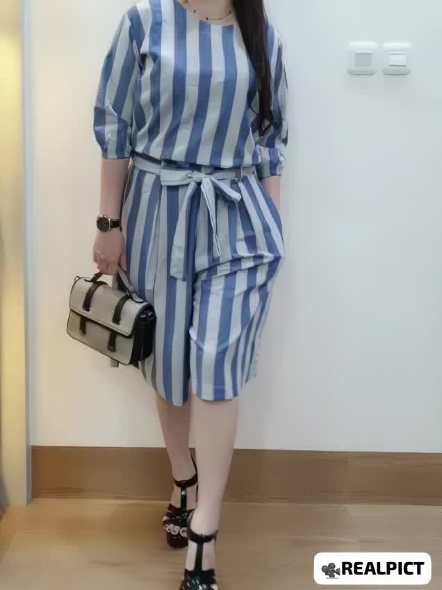 Setelan Wanita - OneSet Salur - Striped Sets - Baju Celana Katun Dewasa Kulot Remaja oneset kekinian celanakulot
