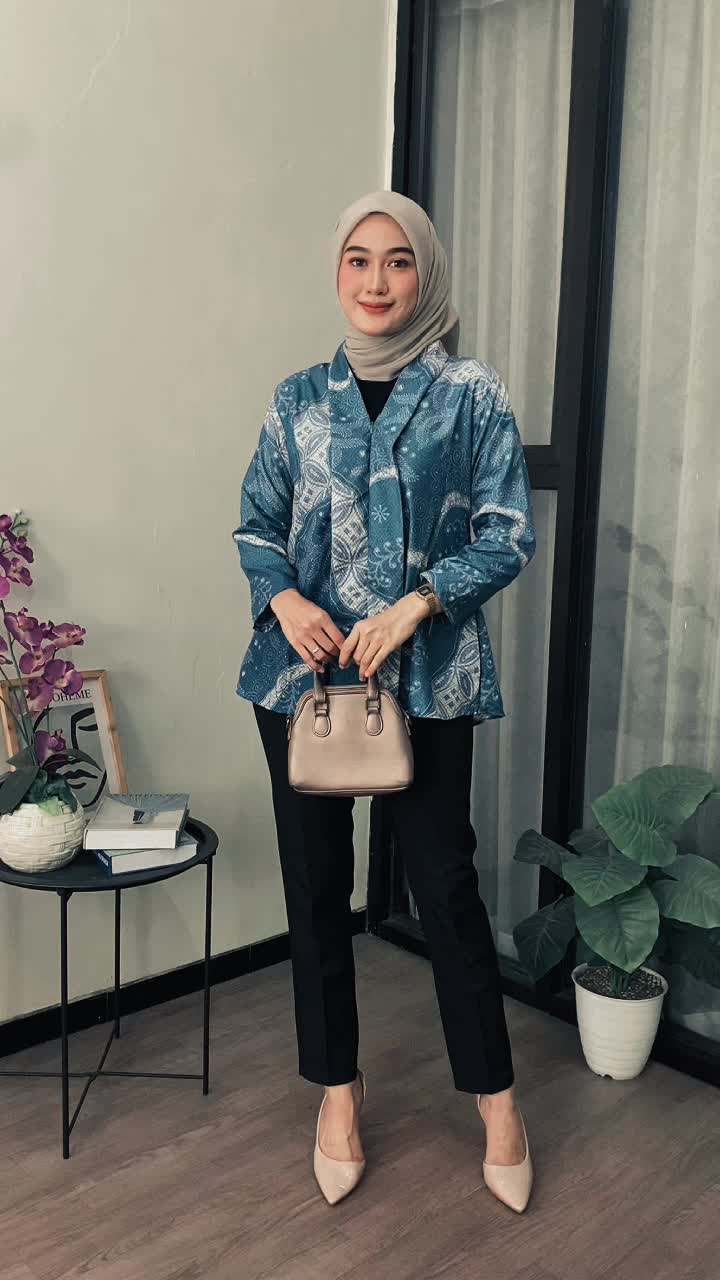 Atasan Batik Couple Modern Kemeja Batik Pria Lengan Pendek Blouse Batik KutuBaru Seragam Batik Katun