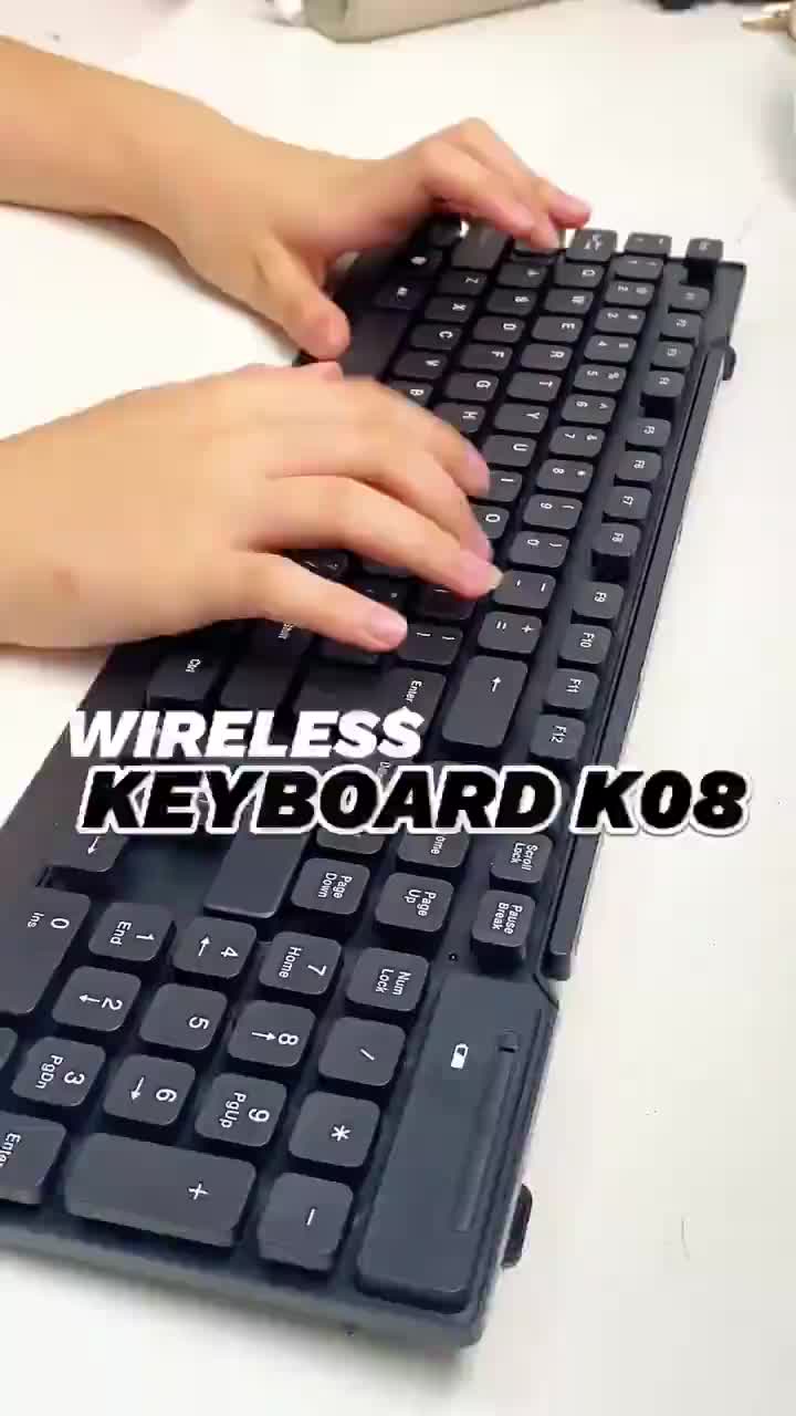 OLYPS Keyboard Wireless 2.4Ghz Laptop Portable Full Size Bass Button untuk PC Laptop  Computer Hitam Komputer Keyboard
