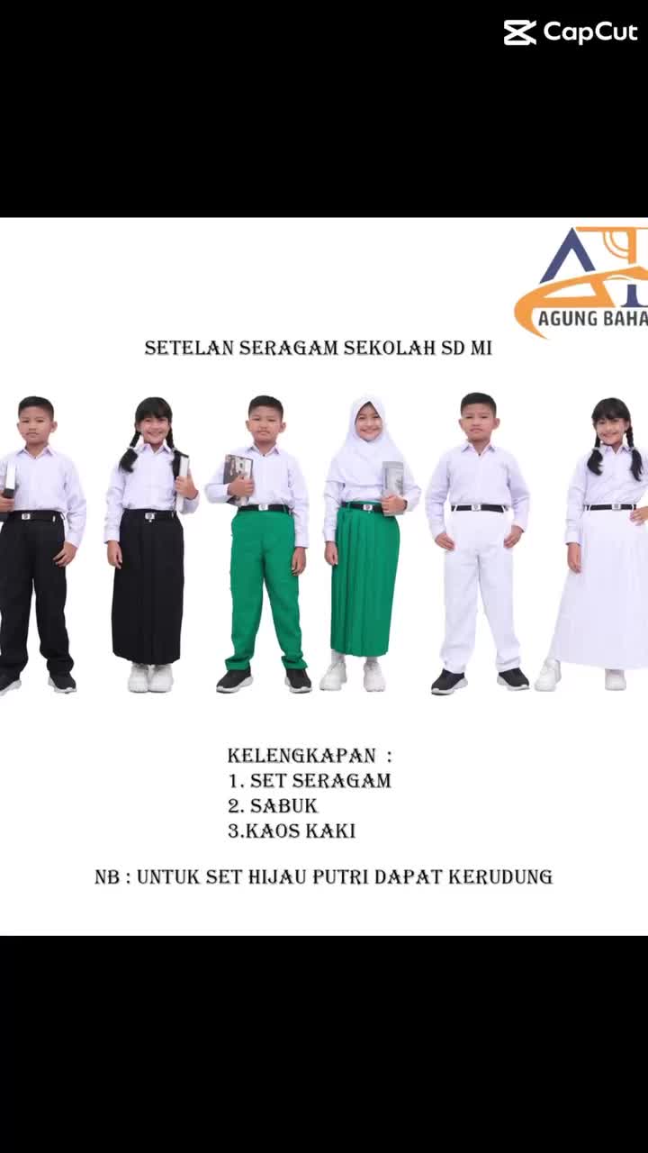 Setelan Lengkap Seragam Sekolah SD/MI Kelas 1-6 Panjang Anak Laki-Laki/Perempuan Pakaian Fashion Baju Bordir Celana Kemeja