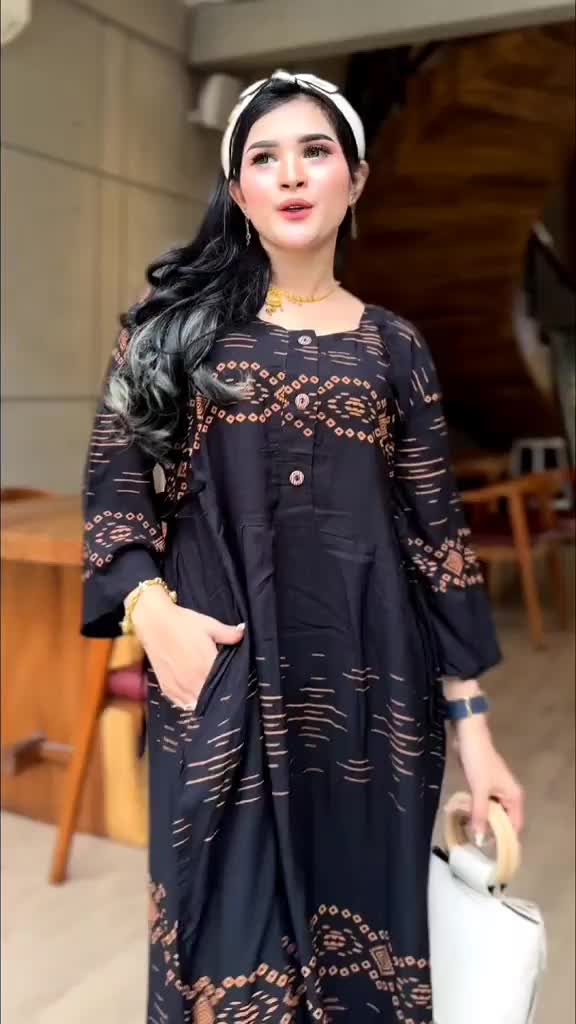Daster Chibi Jumbo Terbaru Lengan 3/4 LD 120 Bahan Rayon Motif Garis Dress Wanita Busui Kancing