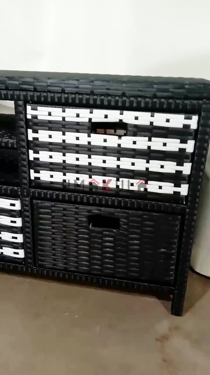 Lemari Rak Rotan Sintetis 5 Laci Buffet Bufet Meja TV 43 inci Ruang Tamu Minimalis Murah Terbaru Furniture
