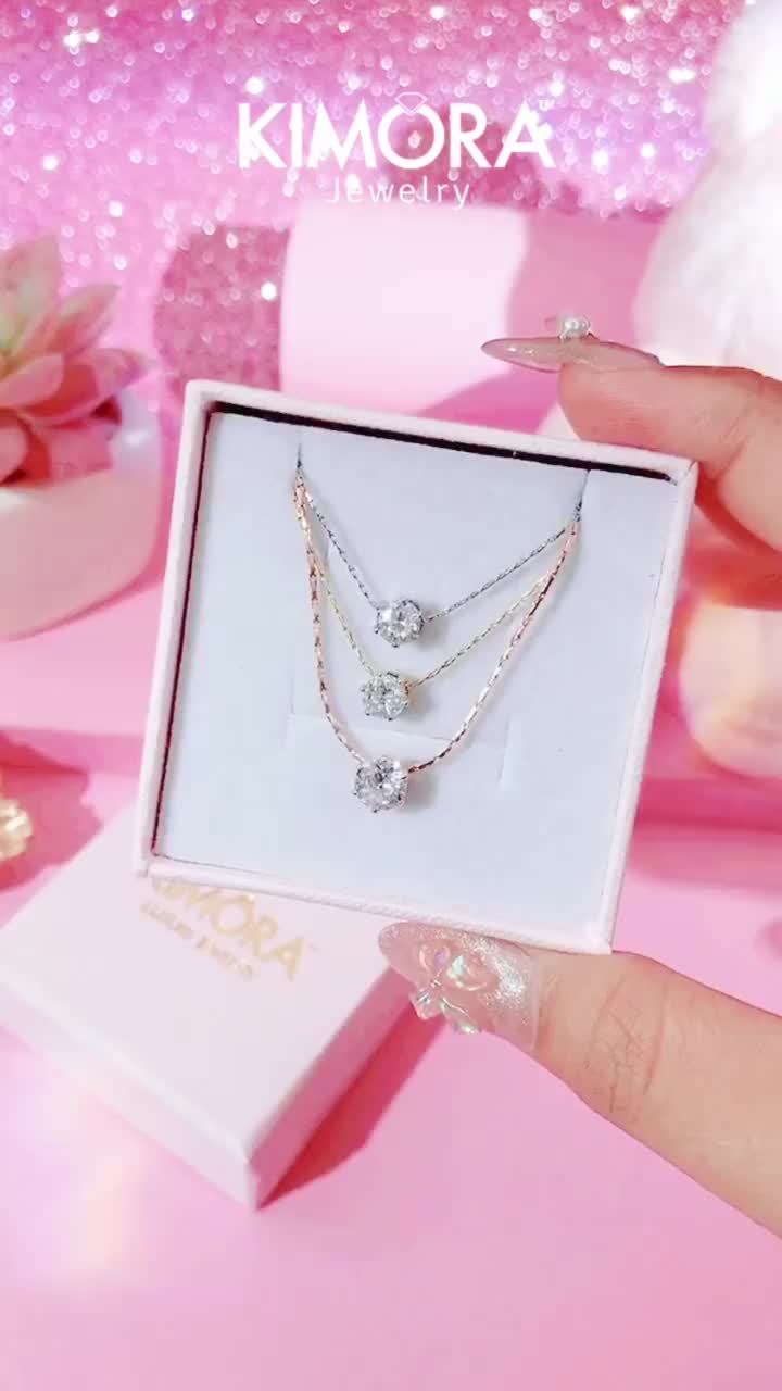 Kimora -  Perhiasan Kalung Titanium Premium Aksesoris Wanita Liontin Batu Permata Zirconia Chacha Klt261