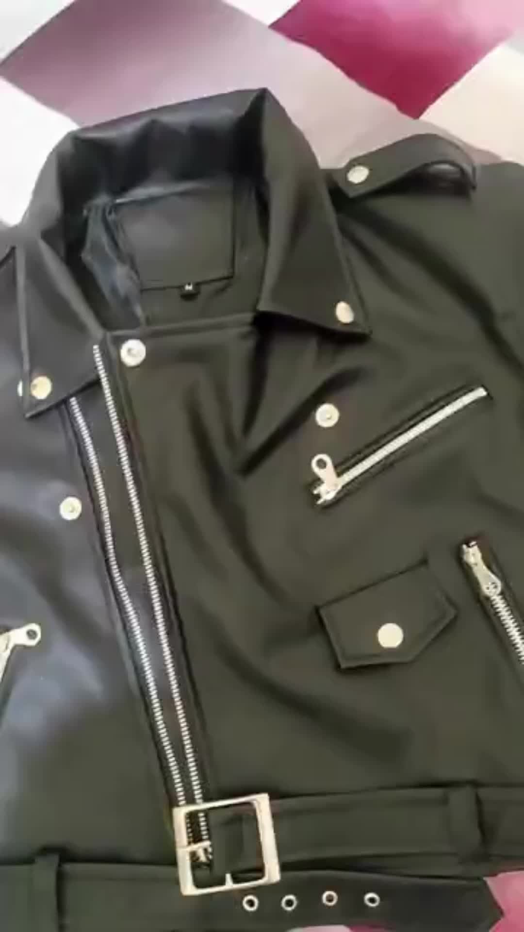 Jaket kulit wanita sabuk terlaris Gratis ongkir size S M L XL XXL leather lembut blazer  waterproof  nyaman semi keren  tebal Hitam Atasan Outer Panjang Formal Basic