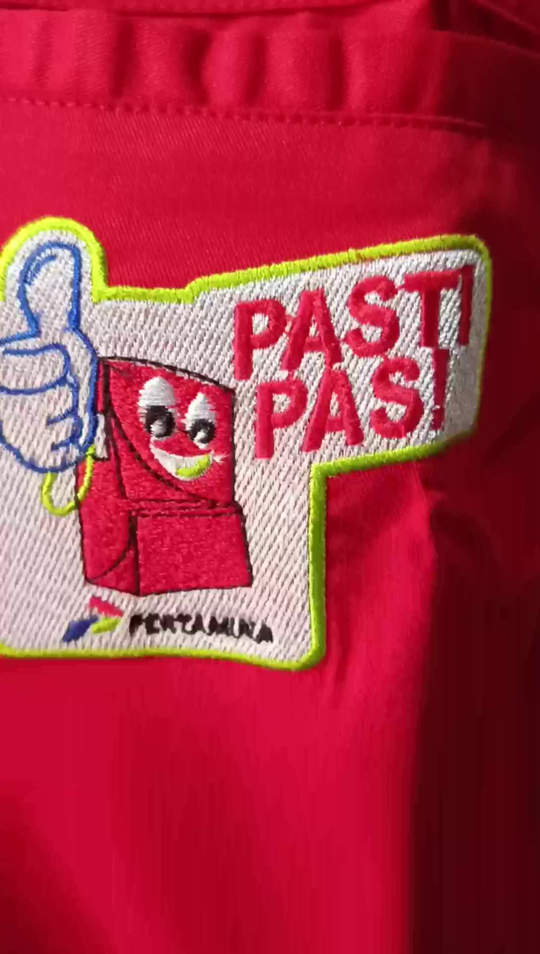 Kemeja Pria/Baju Atasan/Baju Seragam Kerja Operator SPBU Pertamina Pendek Bordir Baju Katun