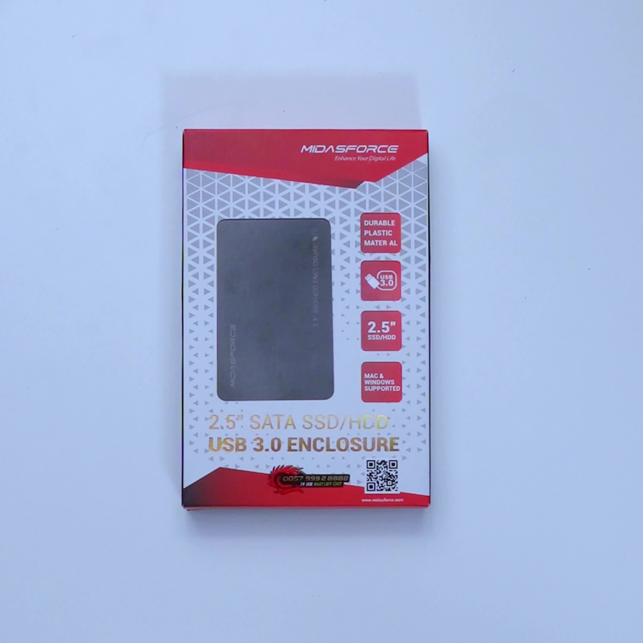 Midasforce Enclosure SSD HDD 2.5 Inch USB 3.0 Hitam Disk Merah