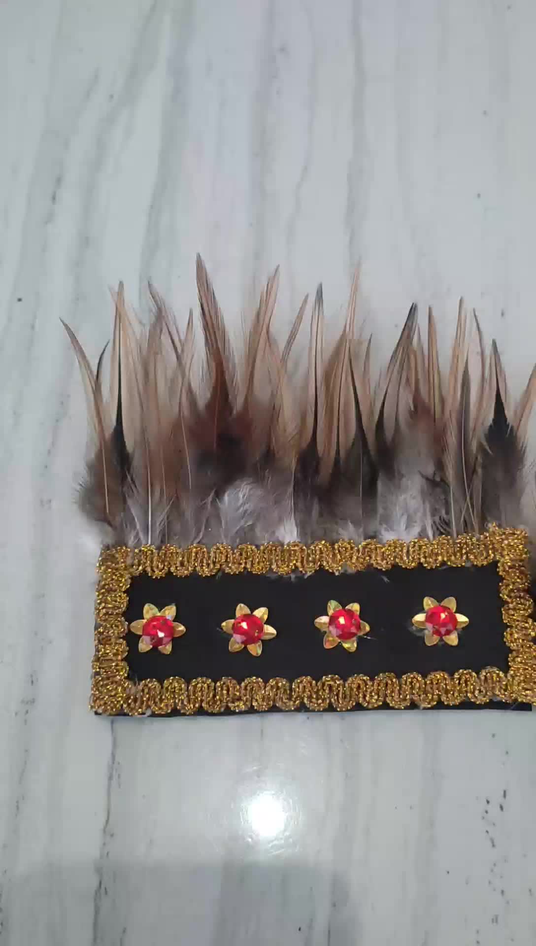 gelang tangan/kaki bulu premium adat dayak dan papua bintang permata merah cocok untuk semua acara bisa di pakai untuk anak dan dewasa