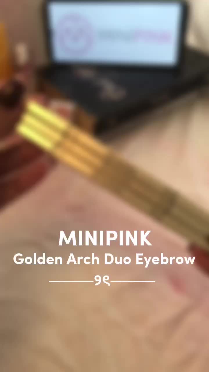 MINIPINK Golden Arch Duo Eyebrow Pencil Gold Double Head Eyebrow 2 in 1 Pensil Alis Waterproof MP044