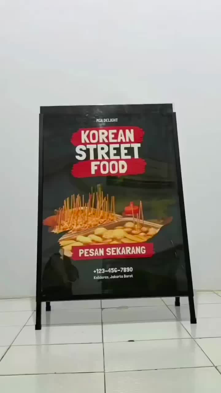 Pavement Sign Board | Papan Promosi Lipat Toko Cafe | Standing A Board Display Menu Hitam