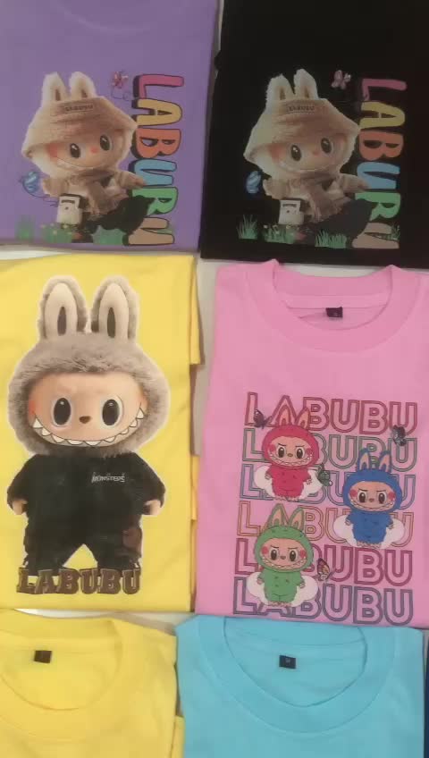 KOKO IMPORT - Baju Kaos Motif Labubulabu Viral Anak Perempuan Laki Laki Usia 2-16 Tahun Atasan Lembut Keren Distro Lengan Pendek