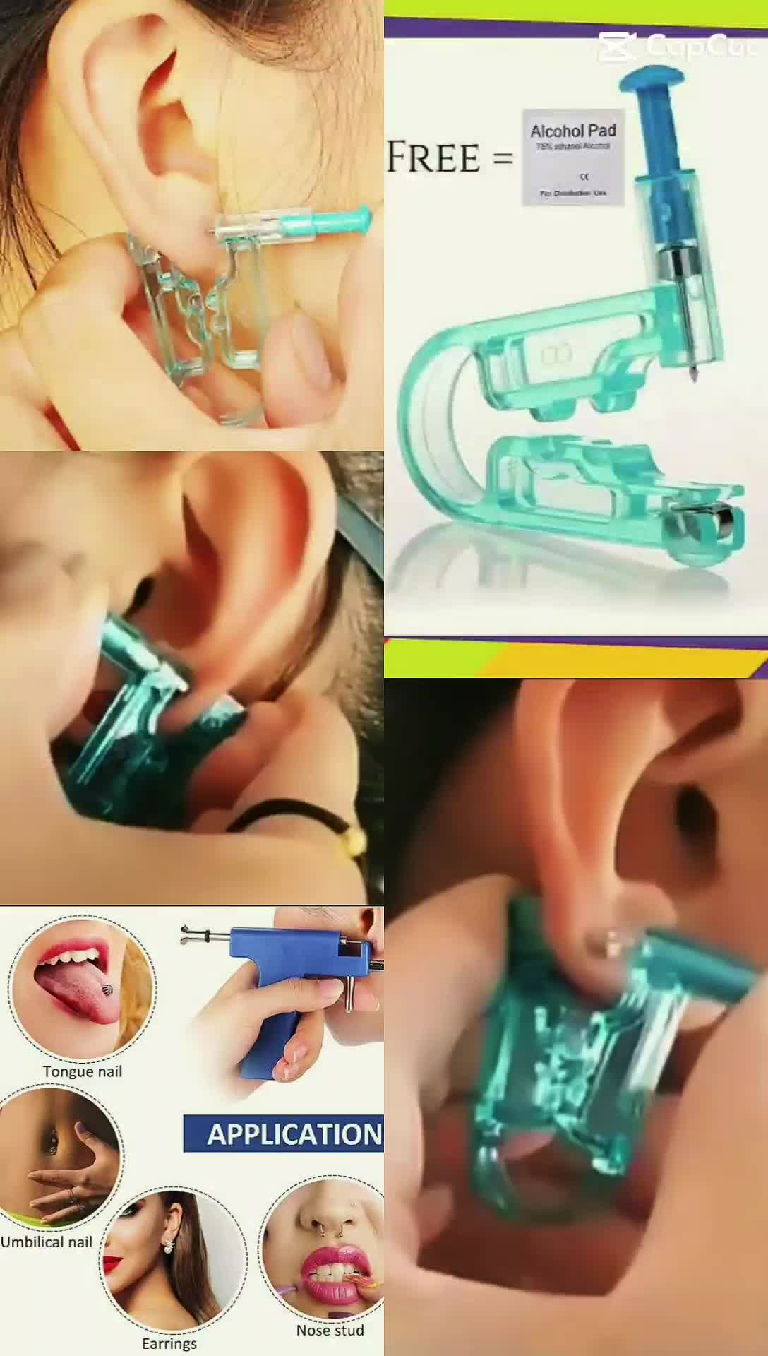 Original Alat Tembak Telinga Anting Titanium Anti Karat Kualitas Bagus Cocok untuk Bayi Anak Remaja Dewasa Unisex Bidan Salon 1 Set Alat Tembak Telinga 3 Pcs Anting Titanium Murah