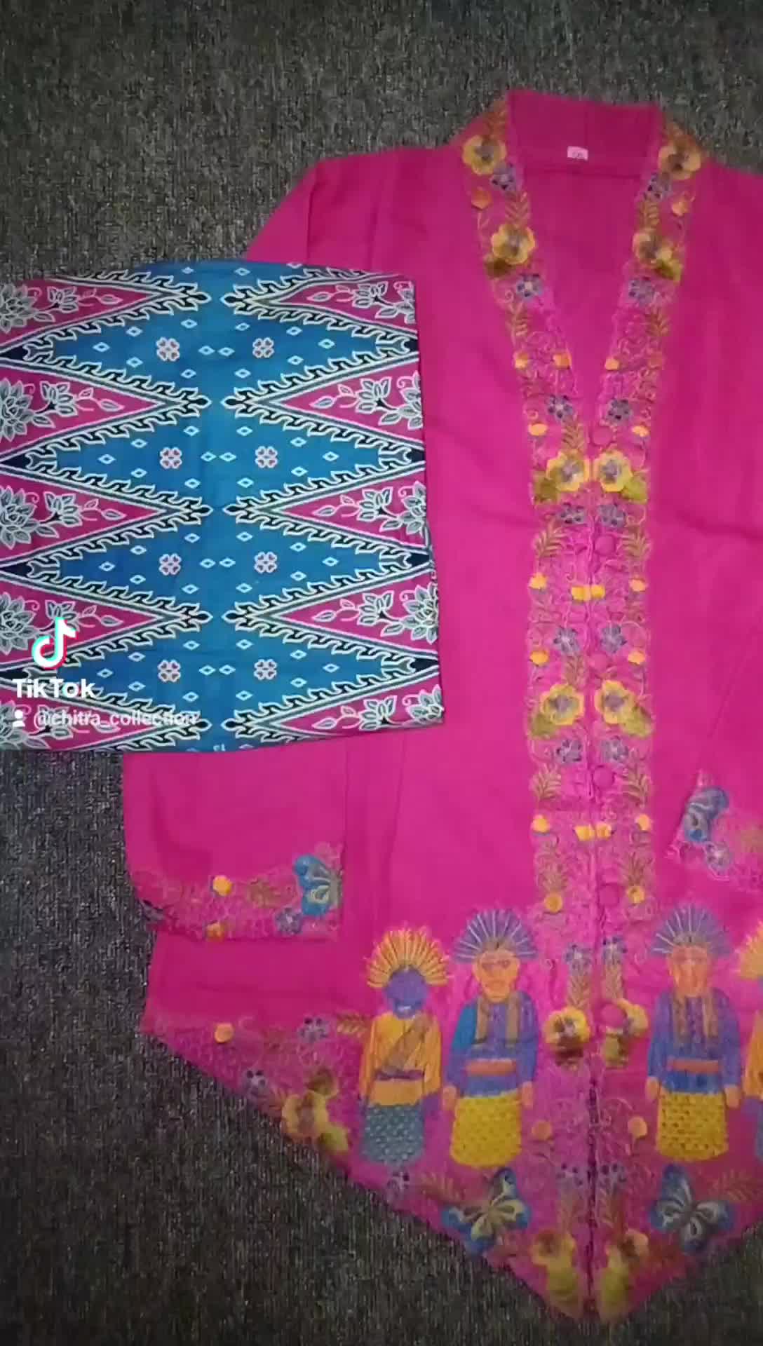 SETELAN KEBAYA ENCIM MOTIF ONDEL ONDEL ANAK SD / BAJU ADAT BETAWI ANAK PEREMPUAN / Seragam Sekolah