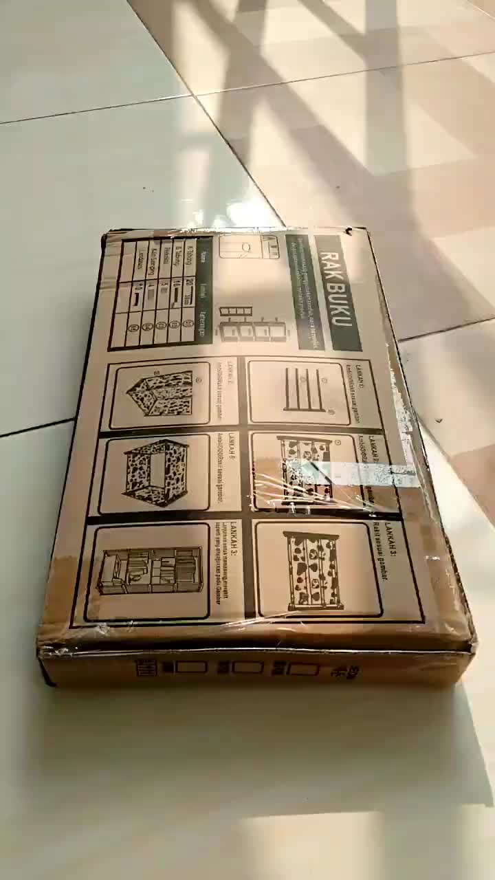 RAK BUKU 5 Tingkat 4 Susun Tutup Belakang Grid Portable Penyimpanan serbaguna bermotif Multifungsi Plastik Furniture Anak