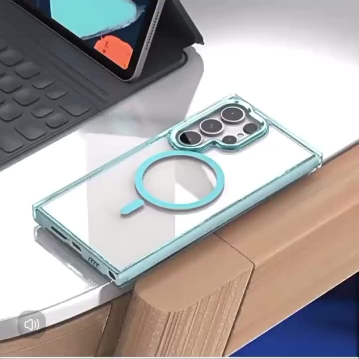 Metal Frame Magnetic Case Compatible For Sam A04 A04S A14 A15 A16 A24 A25 A34 A36 A35 A54 A55 A56 S23 S24 S25 S25 ULTRA 5G Plus Ultra FE - Hardcase/Casing Hp Transparant Fuze Case anti kuning softcase full cover pelindung handphone Bumper SAM06