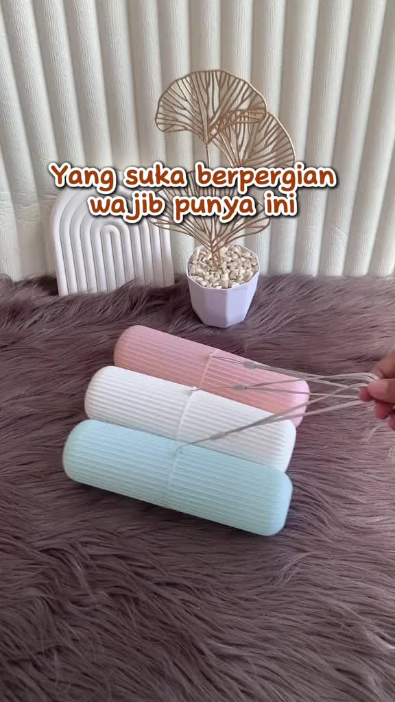 Tempat Sikat Gigi Odol Travel Portable Big Toothbrush Case Pastel Kotak Sikat Gigi Travelling Bentuk Tabung Portabel Dispenser Sikat Gigi Terdapat Gantungan