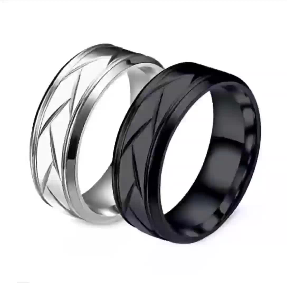 Cincin Titanium Unik Motif Polos Pria Wanita -Model Cauple- - Rings Aksesoris Hadiah Perhiasan