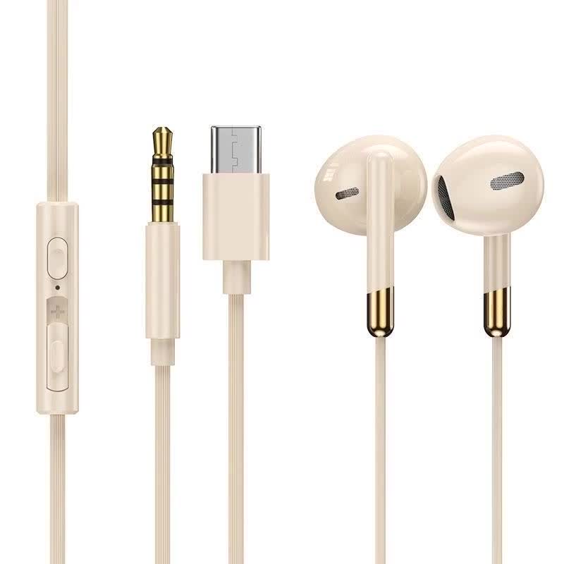 Headset Wired 3.5mm Tipe C Earbuds In Ear Sports Headphone HiFi Bass Berat dengan Mikrofon Penghapusan Bising Handsfree