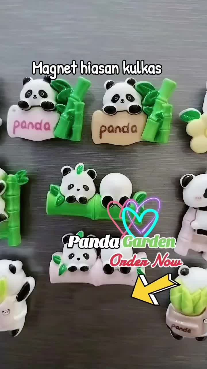 Panda cute magnet hiasan kulkas hadiah unik aksesoris dekorasi  buah tangan clay glossy