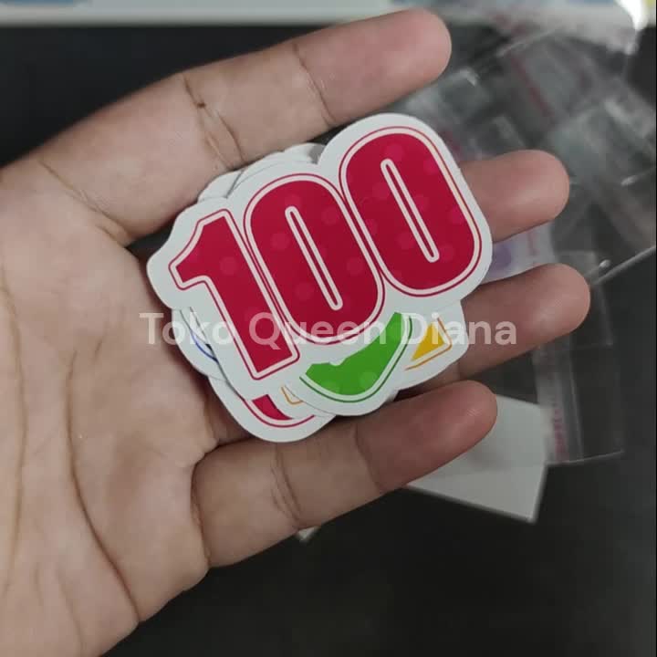 isi 20 pcs stiker angka 1 smpai 1000 sticker glossy warna warni cute untuk bellajar