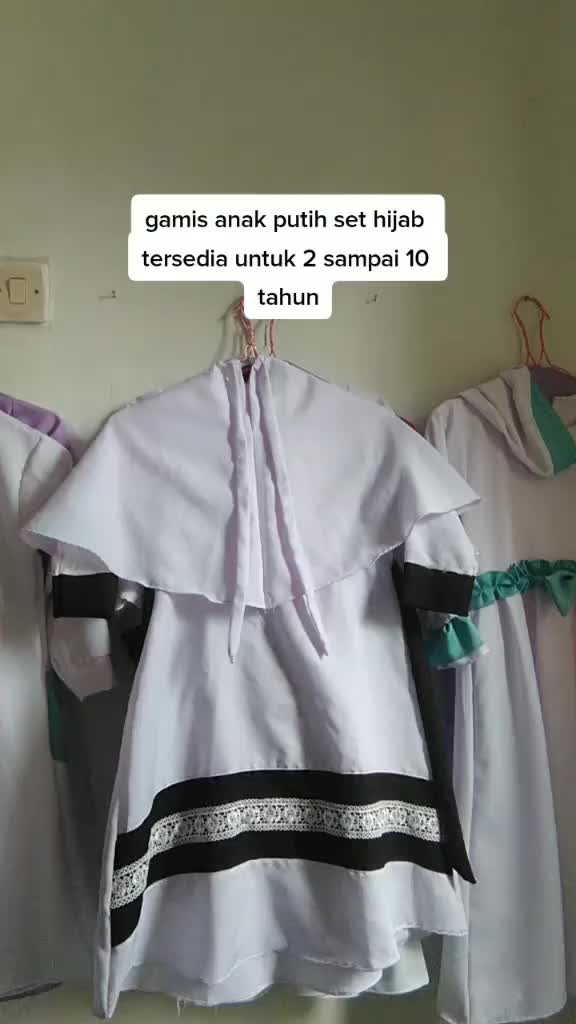 Gamis putih anak perempuan sarah renda usia 2-10 tahun bahan kain krepe Remaja Muslim Syari Tanggung Dress Sekolah Wanita