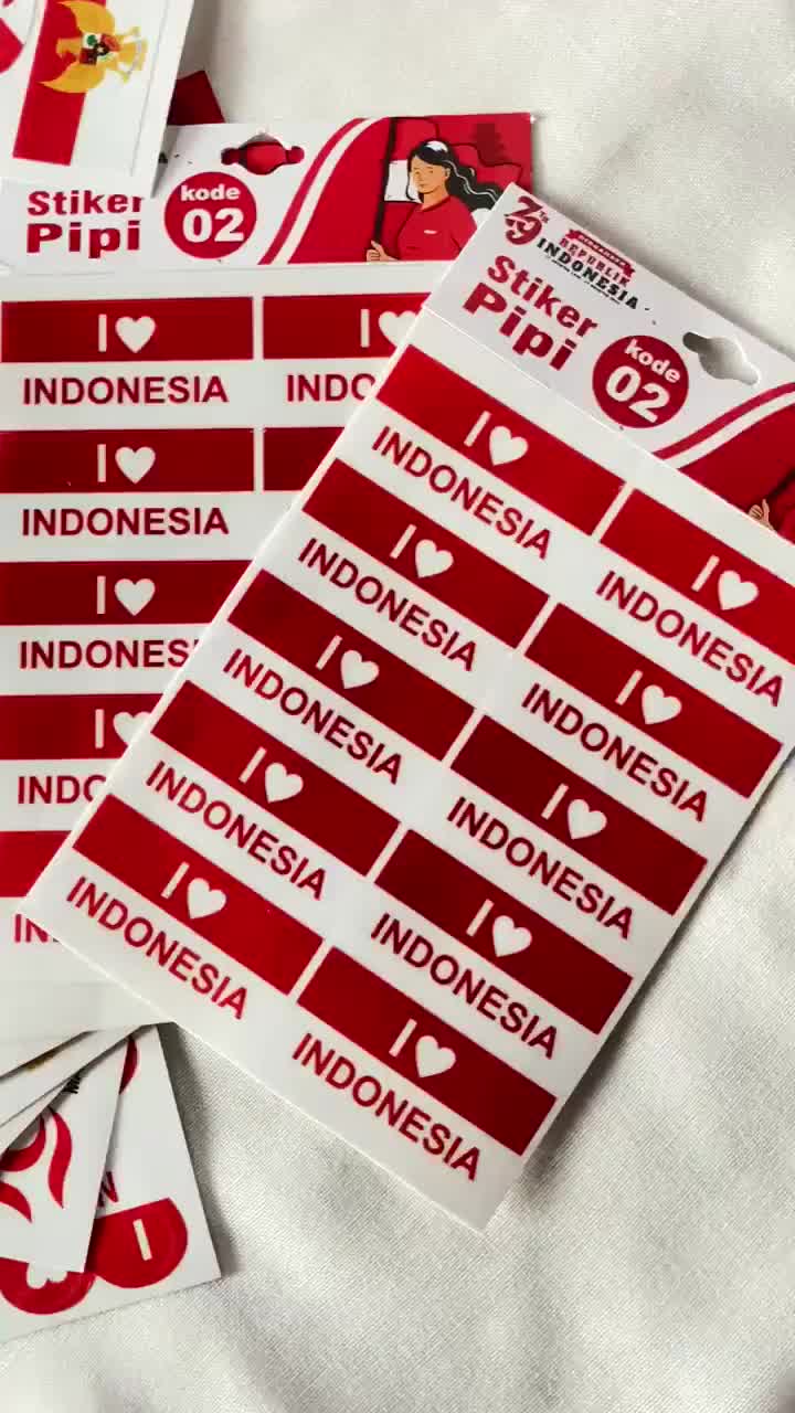 Stike Merah Putih | Stiker Indonesia | Stiker Pipi | Stiker 17 Agustusan isi 10 pcs
