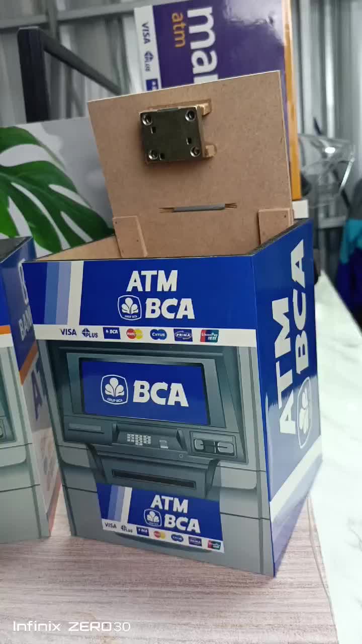 Celengan ATM Jumbo Kotak Kayu MDF Tabungan Uang Asli Dewasa Besar celengan  anti Penyimpanan tabungan kunci celengan  mesin Kertas