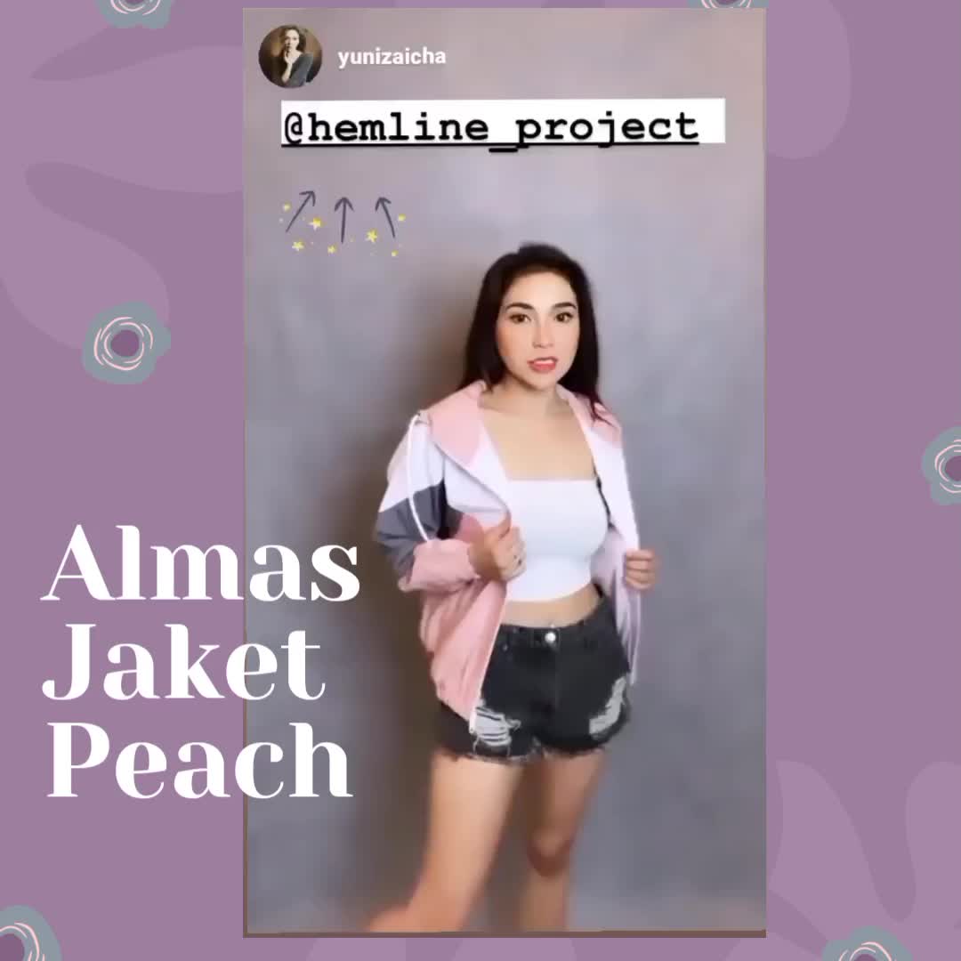 Almas Color Block Jaket Parachute - Peach
