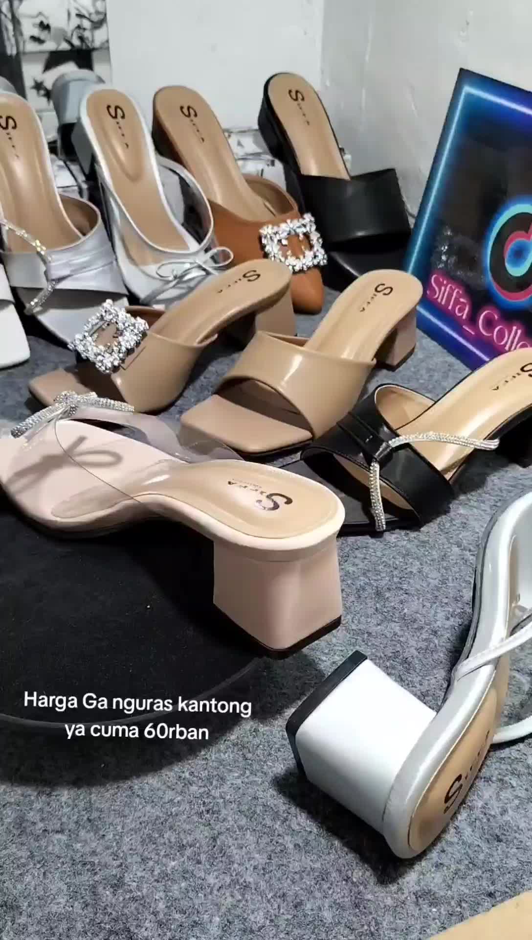Sandal Wanita Hak 3cm Mika transparan SP06 Sendal Shoes