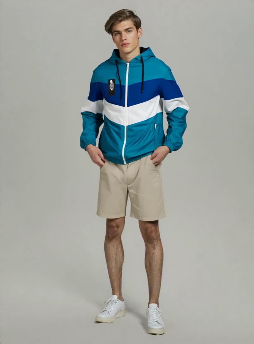 Jaket Parasut Windbreaker  Waterproof Ringan Anti Angin Kombinasi Warna Biru Langit Ungu Putih Pria Wanita  Model Simpel Semi Bomber Casual Outdoor