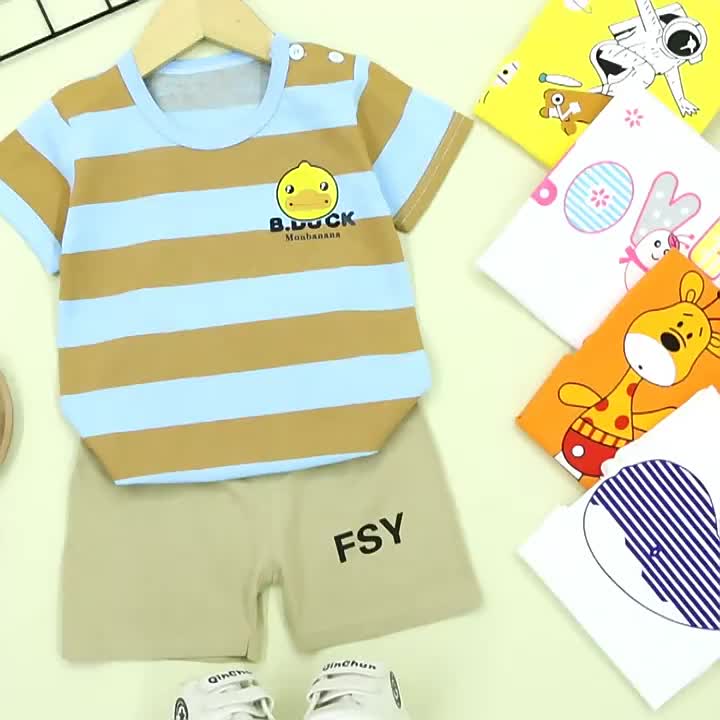 Baju setelan harian import anak laki laki dan perempuan bahan katun