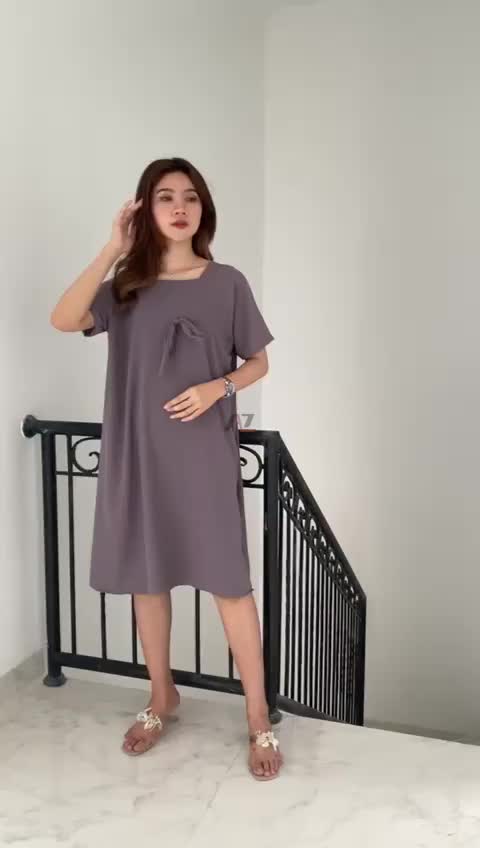 Daster Wanita Crinkle Air Flow Basic Polos Casual -  Dress Dewasa Airflow