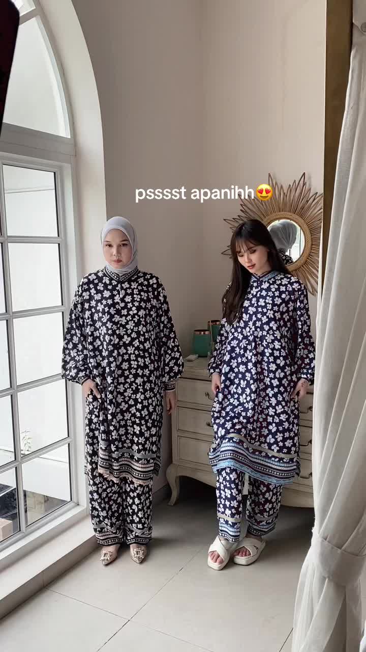 Setelan Tunik Kaia Set Tunik Tangan Panjang Bahan Rayon Premium Adem Busui Friendly By Lily Daily