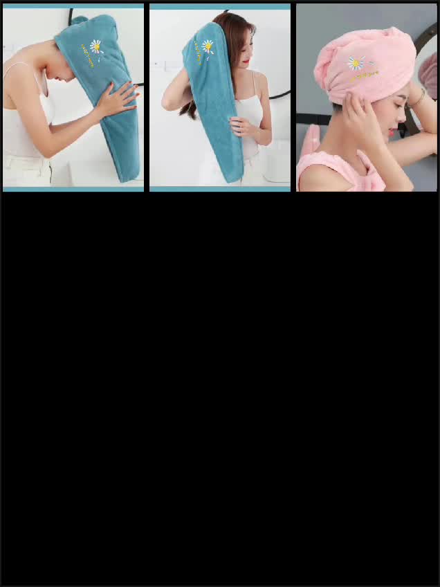 BELI LOKAL HAMPERS Handuk Keramas Hairtowel Microbulu Kramas Rambut Bordir Krisan