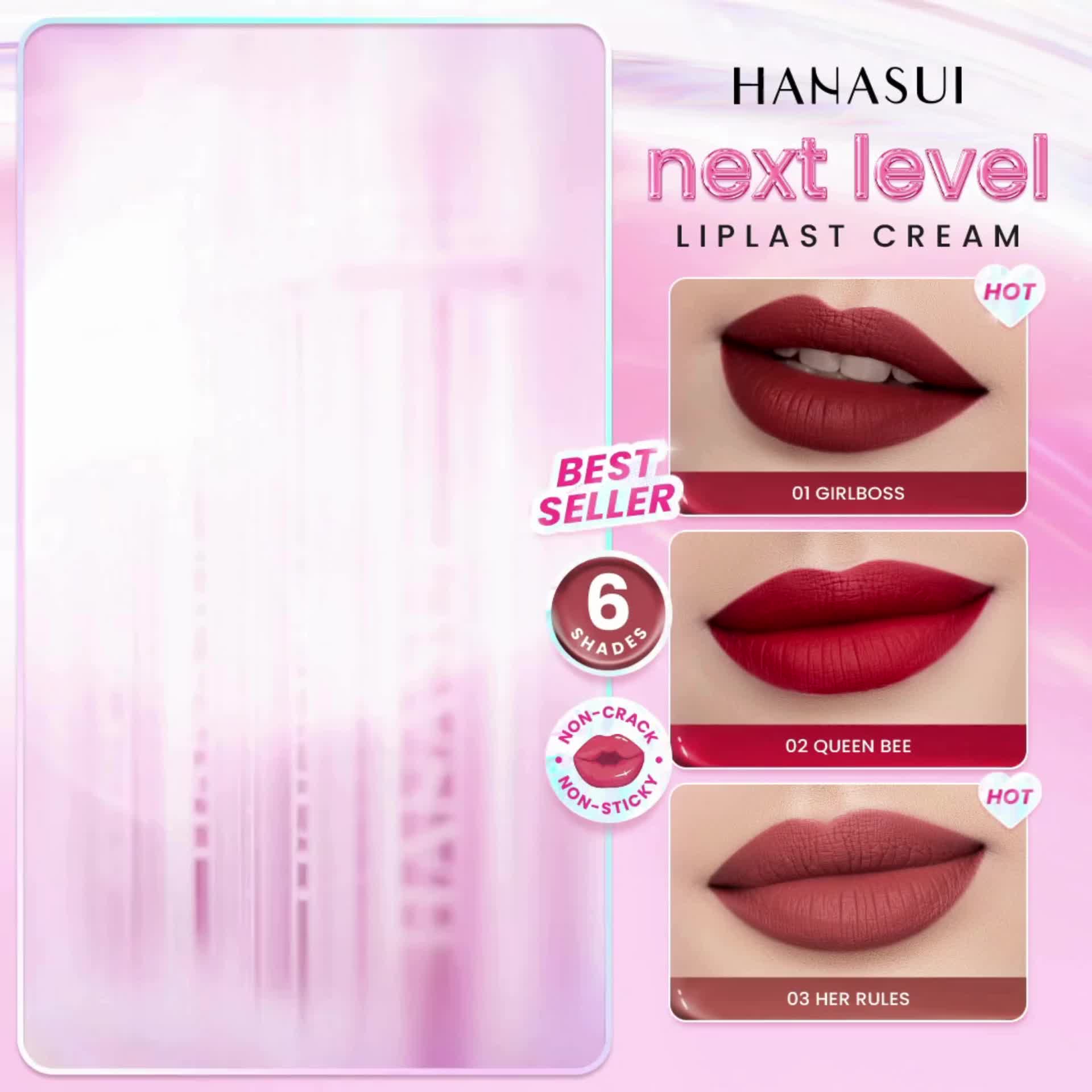 [Twinpack] HANASUI Next Level Liplast Cream - Liplast Cream Tahan Lama Pigmented Matte Finish Maximum Coverage Ringan