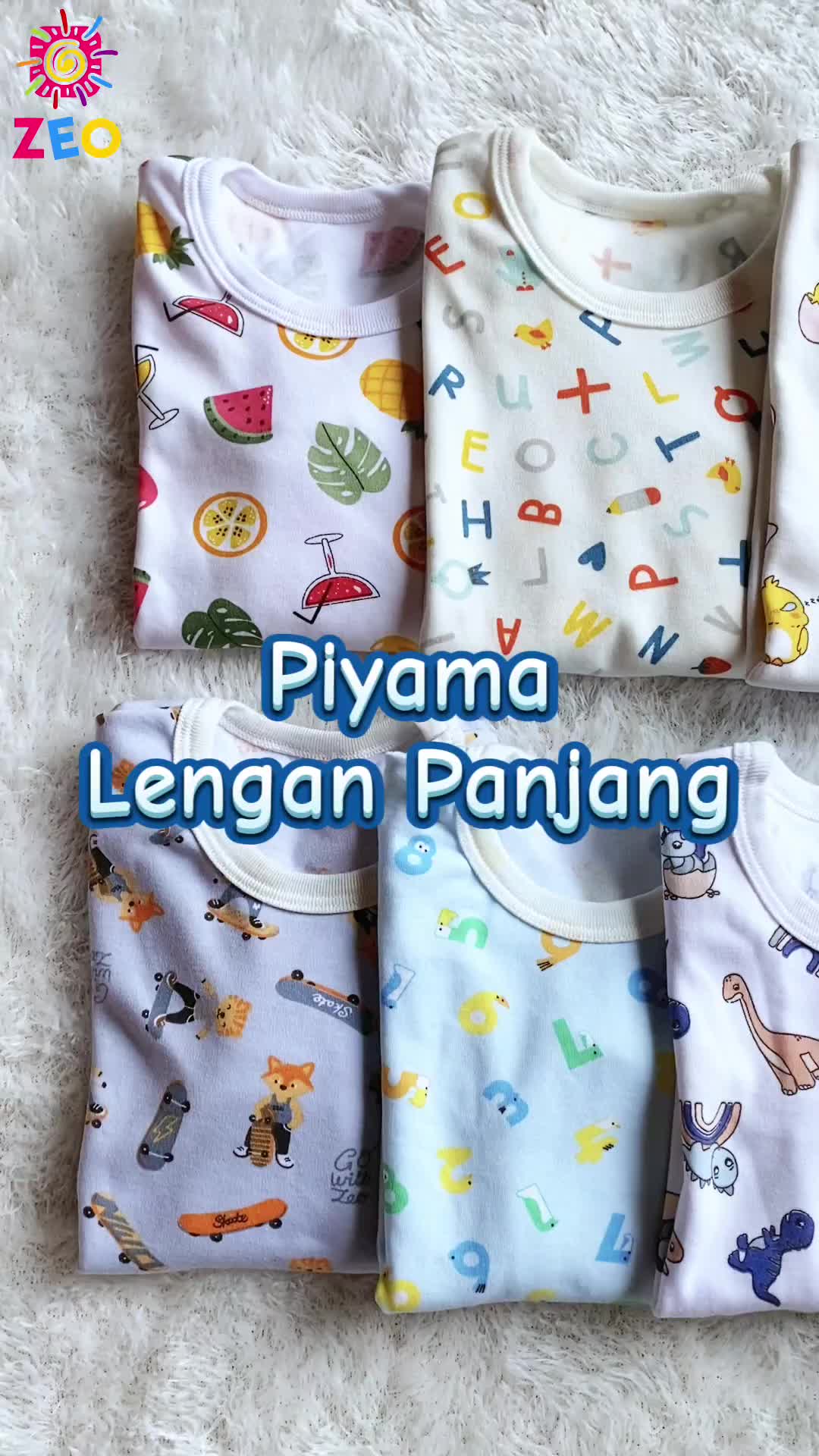ZeoBabyKids Piyama Lengan Panjang Unisex Baju Tidur Anak Bayi 1 - 4 Tahun Bahan Katun Laki-Laki Cotton Perempuan Newborn Kancing PPJ