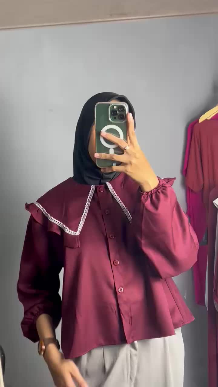 TORE-Mariposa Blouse Baju Atasan Wanita Bahan Shakila Premium Style Kekinian Kerah Layer Renda Garis Tangan Balon Variasi Panjang Casual Ruffle Kerja