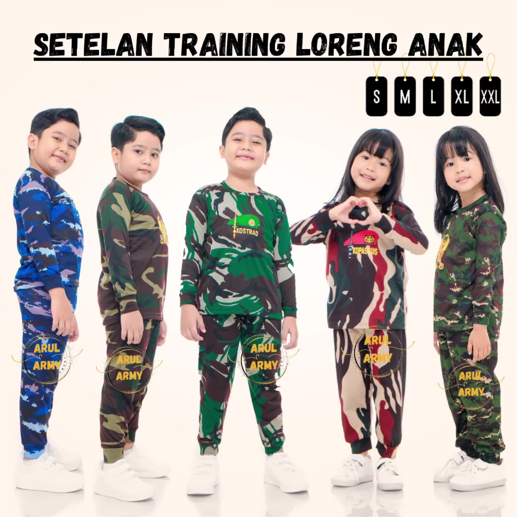 COD! BAJU KAOS SETELAN TRAINING ANAK TNI AD AU AL TENTARA ANAK ABRI ANAK LORENG ANAK KAOS LORENG ANAK TRENING ANAK SERAGAM TNI ANAK SERAGAM POLISI ANAK SERAGAM TNI AD AU AL ANAK