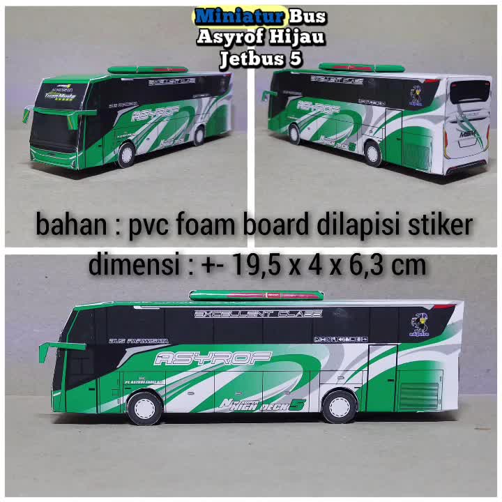 Miniatur Bus Asyrof Hijau Tuan Muda Jetbus 5 - Papercraft Kurniatravel