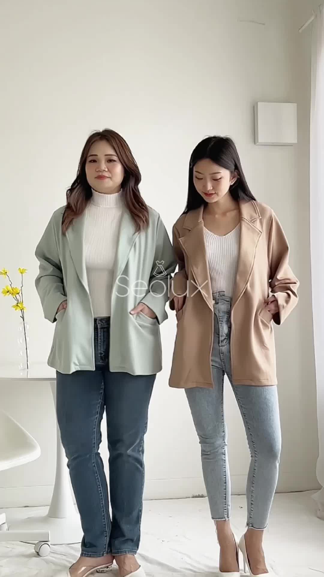 SEOLUX - CD55 - Belle Blazer Outer Basic Scuba  Bigsize Stretch Cardigan Wanita Oversize Formal Kerja Kantor