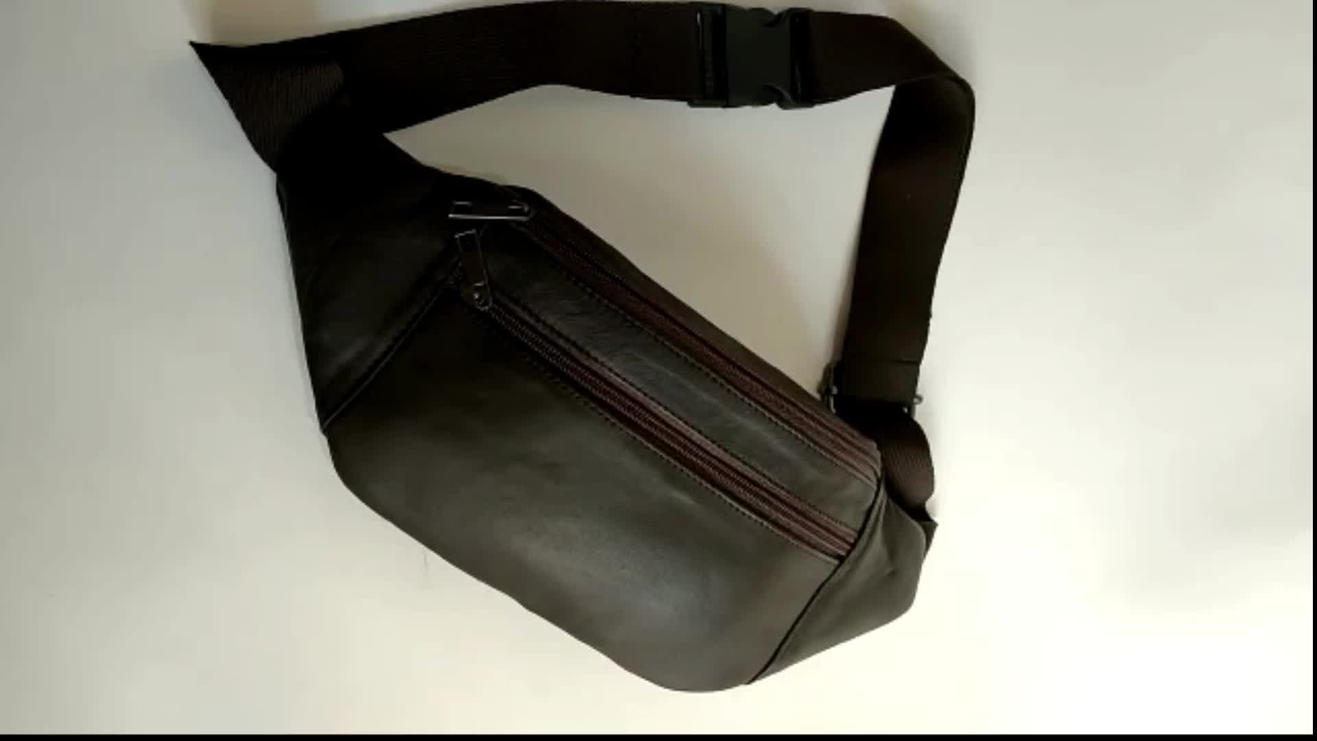 Tas Selempang Kulit Asli Domba Waistbag Pria Elegant Model Terbaru