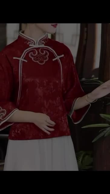 Blouse CNY Ruyi TM 0170 atasan baju cheongsam top wanita import terbaru new model chinese fashion acara keluarga imlek tradisional cantik kekinian trending kasual Oversize Katun Casual Motif Panjang kemeja satin viral