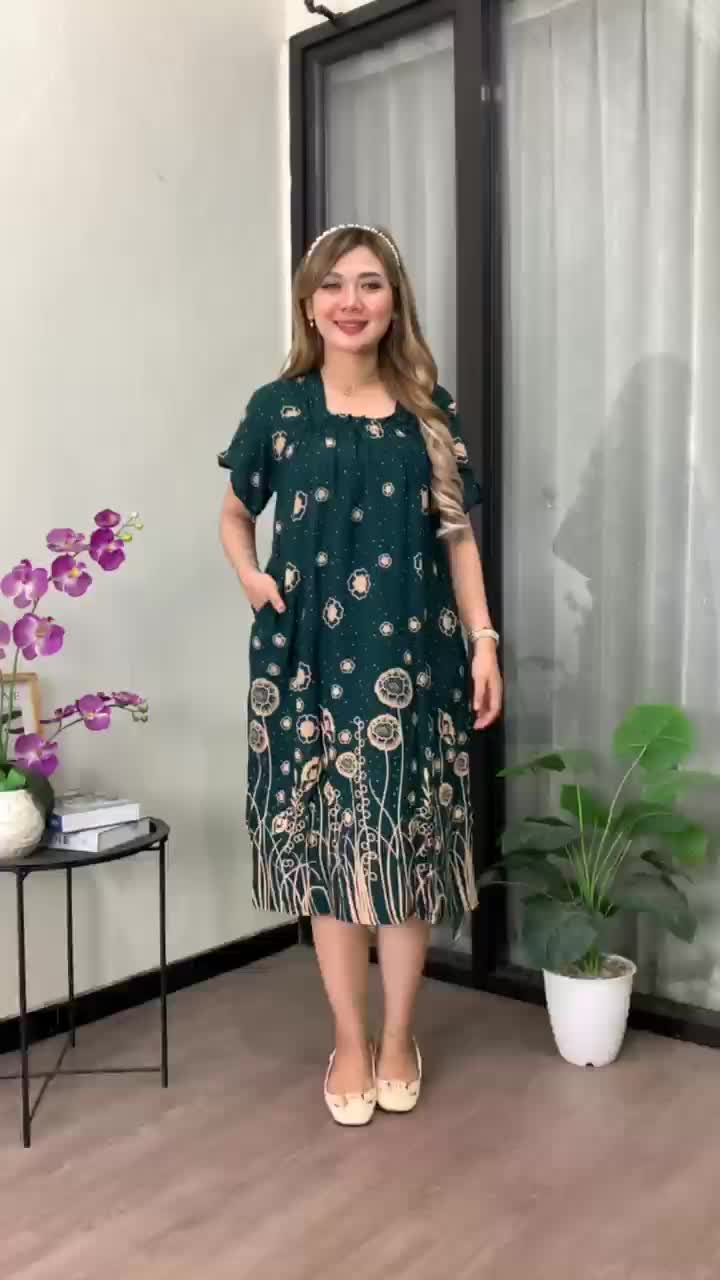 Daster Rayon Fuji Jumbo Ld 110 Kekinian Busui Karet Depan Lengan Pendek Motif Aira