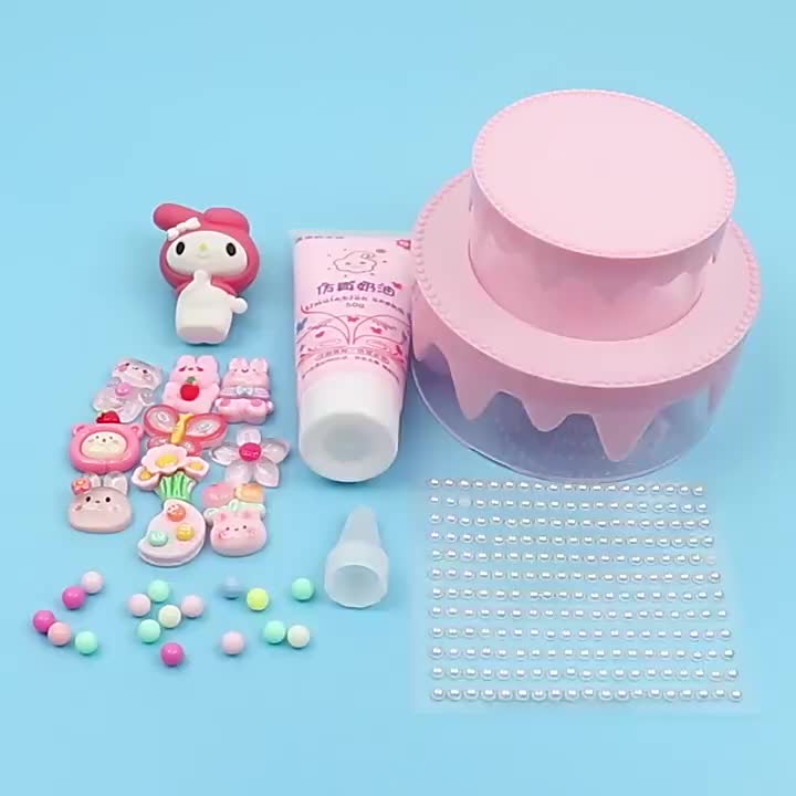 Toys home Mainan Cake Buttercream DIY Lem Krim DIY Kue Ulang Tahun Diy Dekoratif Guka Set Box Kado Anak Perempuan Hadiah Buatan Tangan Kotak