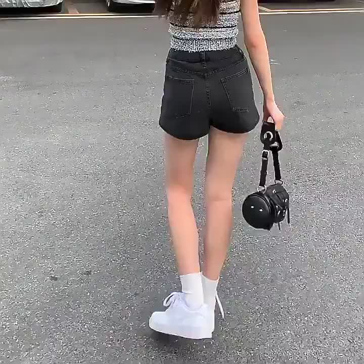Rok Pendek Denim Pinggang Tinggi untuk Wanita, Kulot Modis Gaya Korea, Kulot A-line, Rok Penutup Pinggul, Rok Setengah Panjang untuk Wanita